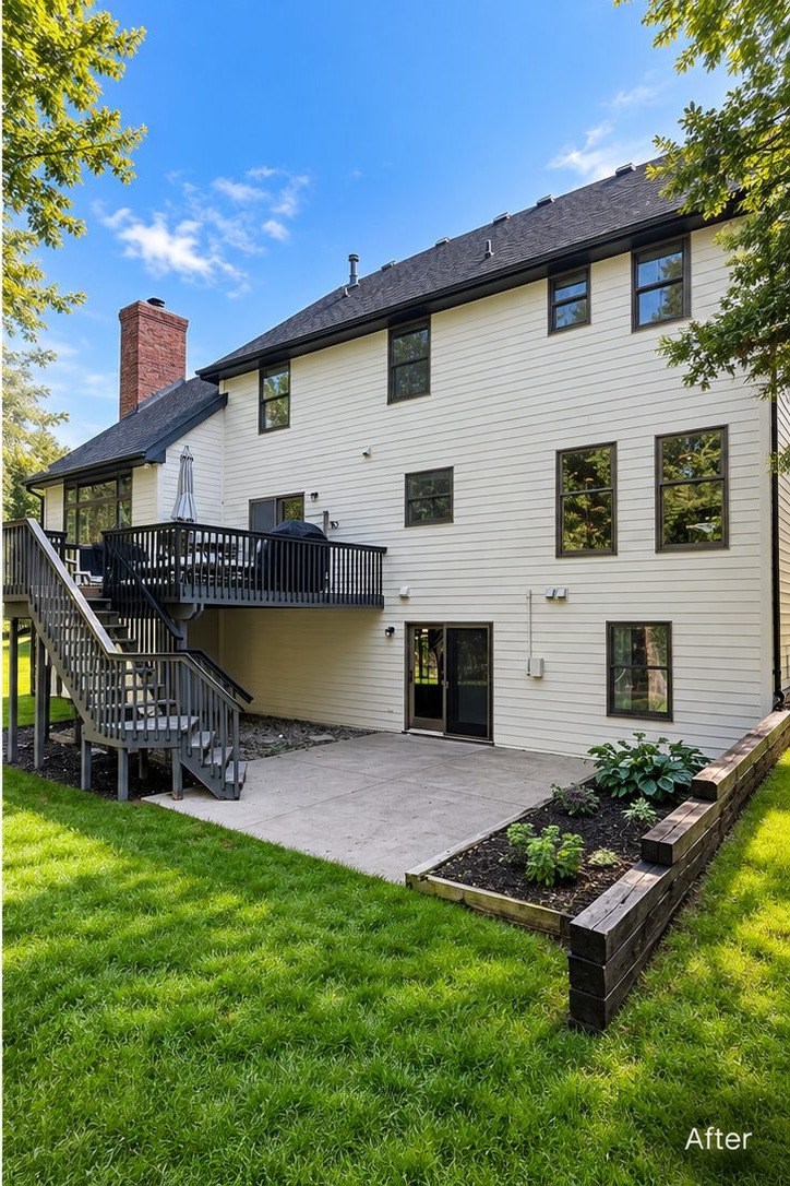 Rear elevation of the DeWitt home after the full exterior repaint