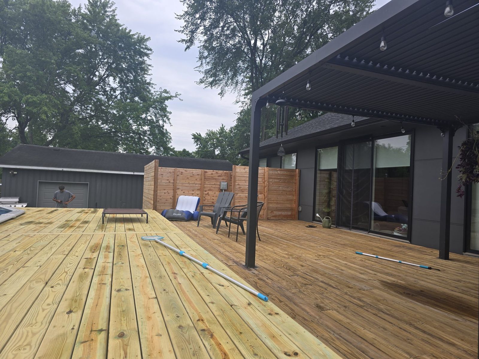 Wood deck, pergola and privacy screen